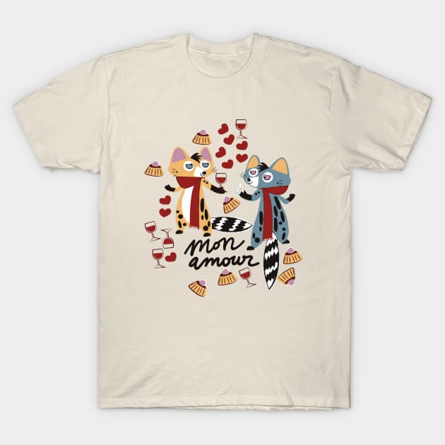 Genet-cats in love Valentines #1 T-Shirt by belettelepink